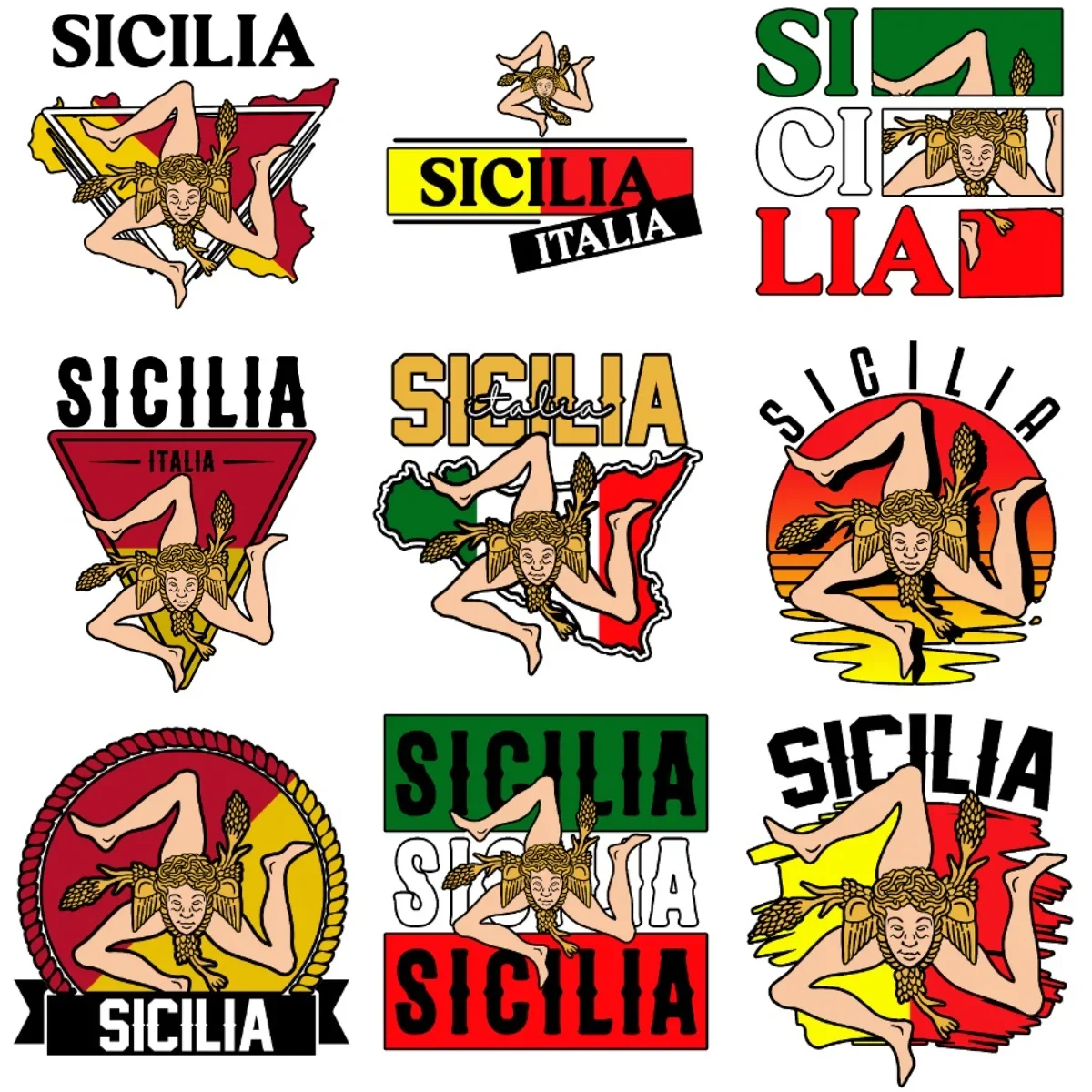 

Italy Italia Flag Map Sicilia Emblem Creative Car Stickers for Car Bicycle Window Fridge Helmet Wall Decoration Accessories
