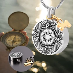 Paw Print Urn Necklace for Ashes Stainless Steel Cremation Keepsake Jewelry for Pet Ashes Memorial Gifts -With Dog Bone