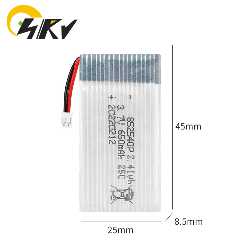 3.7V 650mAh 25C akumulator litowy akumulator litowo-jonowy do X5C X5SW 852540 zdalnego sterowania zdalnie sterowanego samolotu XH2.54 PH2.0 SM-2P