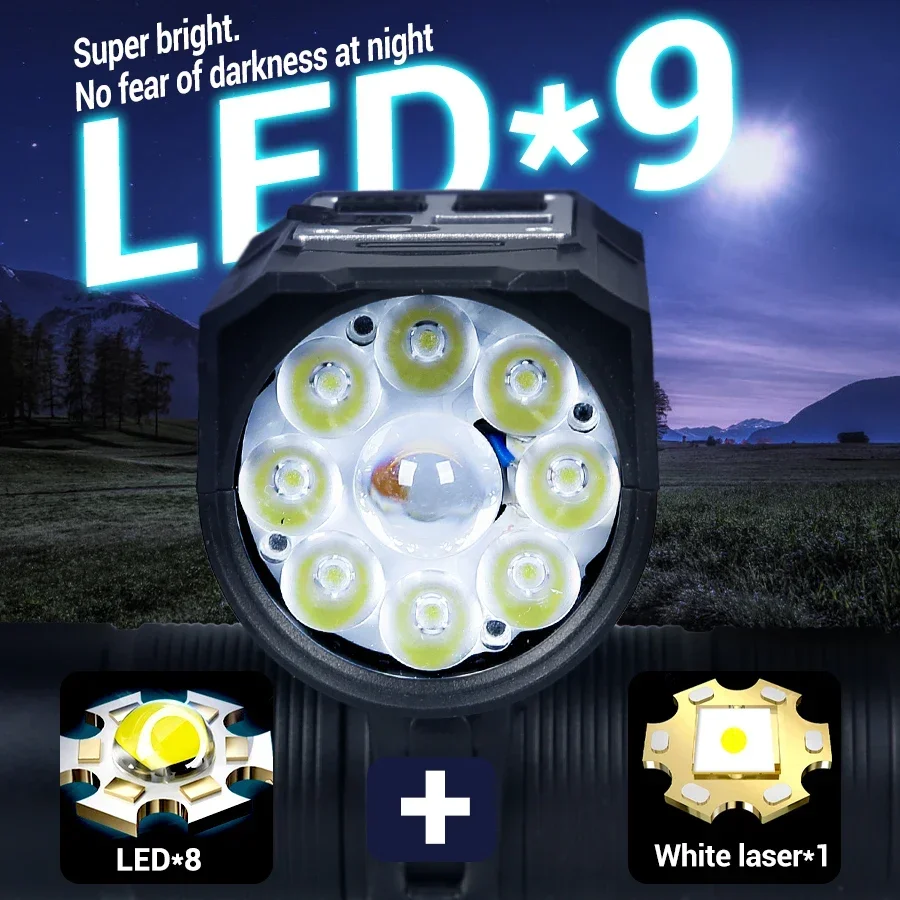 ضوء الإحساس الدراجة الخفيفة 9 LED دراجة المصباح نوع C قابلة للشحن السوبر مشرق دراجة الجبهة مصباح يدوي دراجة هوائية جبلية مصباح