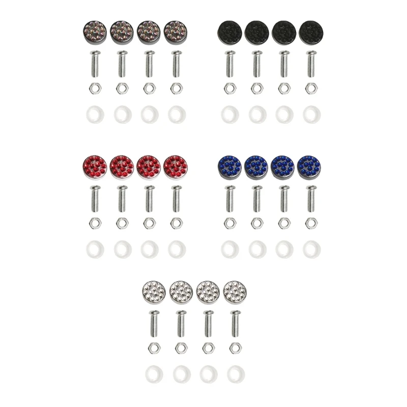 Elegant Vehicle Motorcycle Bling Car Plate Frame Hardware License Plate Frame Fasteners Decorative Fixing Screw Caps Set