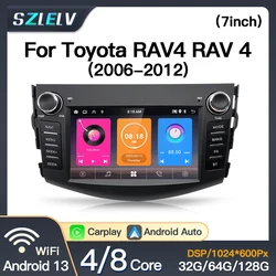 For Toyota RAV4 Rav 4 2006-2012 Android 13 Car Radio Multimedia Player GPS Navigation Carplay Auto Autoradio 2din Stereo Wifi 4G