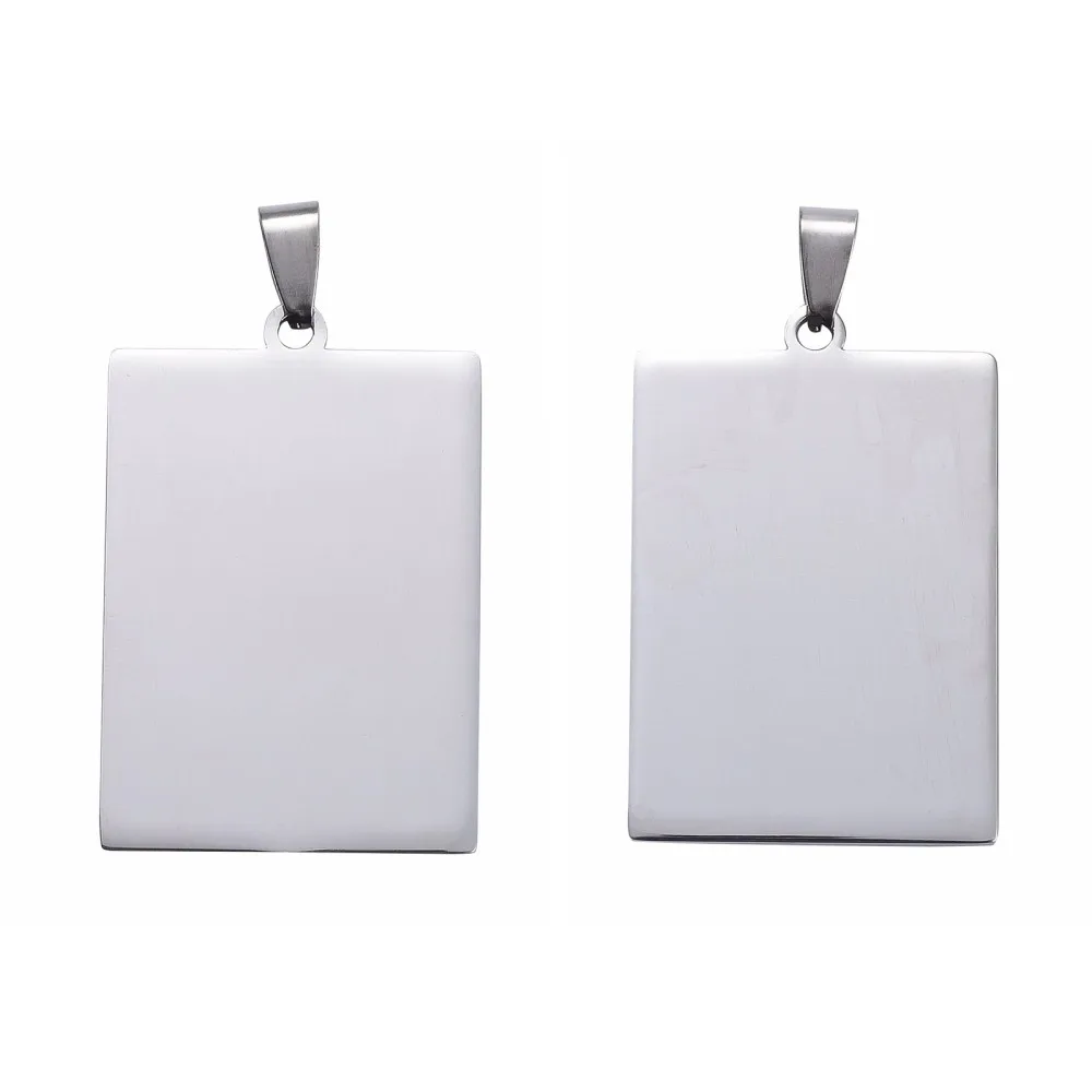 5Pcs Stainless Steel Big Pendants Manual Polishing Charm with Blank Stamping Tags Rectangle Pendant Charm for Necklace Bracelet