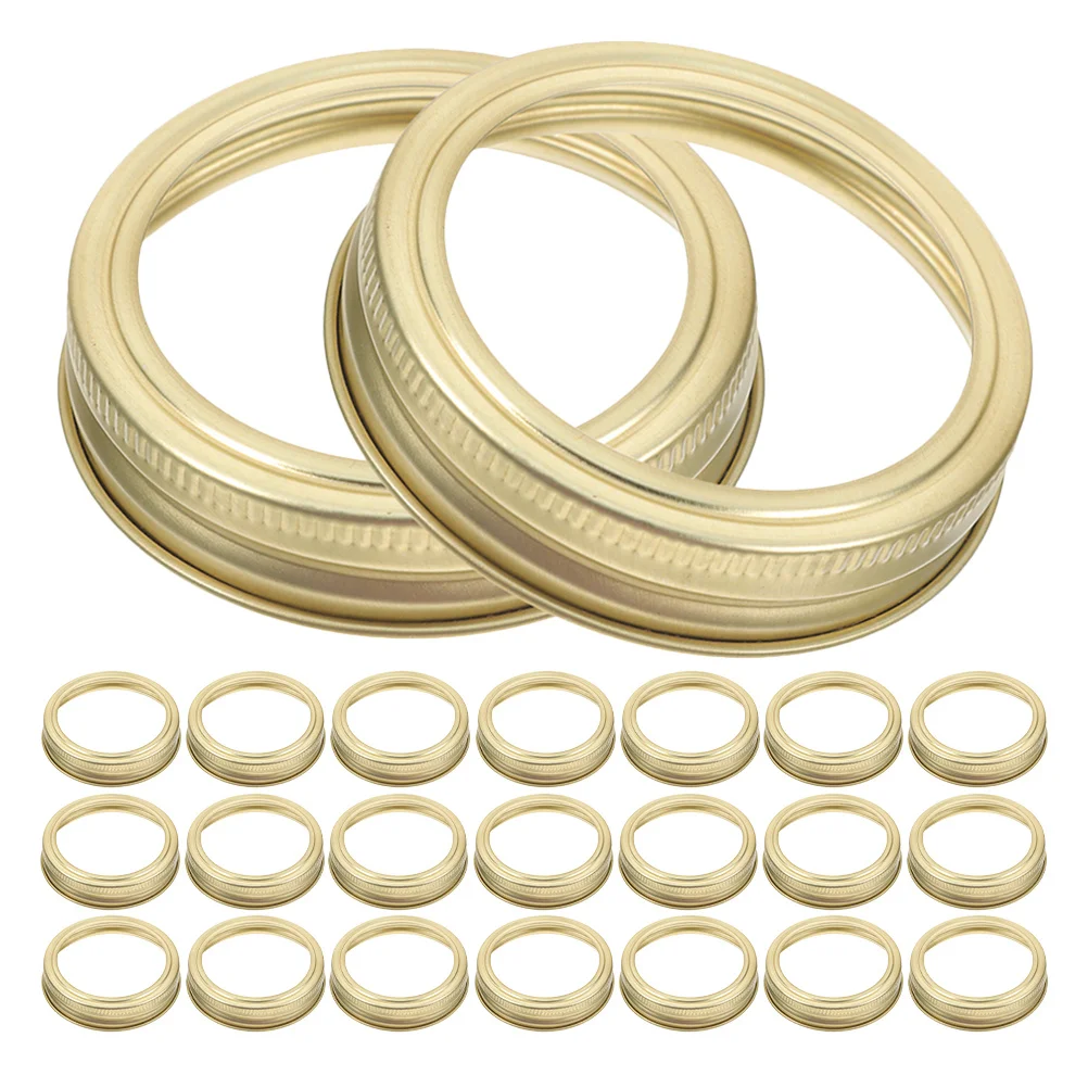

24pcs Mason Jar Lids Bands Tinplate Sealing Rings For 70Mm Jars Gold Finish Canning Supplies Food Storage Replacement