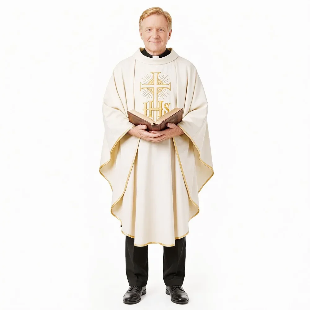 Medieval Monk Church Costume Priest Cape Monk Cross Print Robe Dress Jesus Religion Christ Minister Clergy Gown Cloak Dress