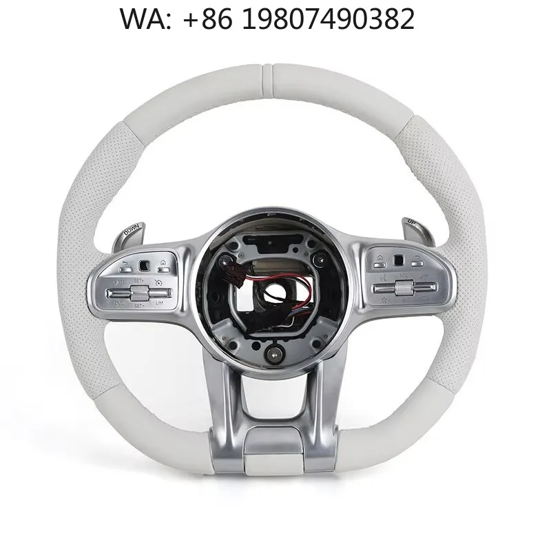 Built In Carbon Fiber Shift Paddle Leather Steering Wheel, Sport Upgrade Parts Fit Latest Generation Luxury Sedan Series Vehicle