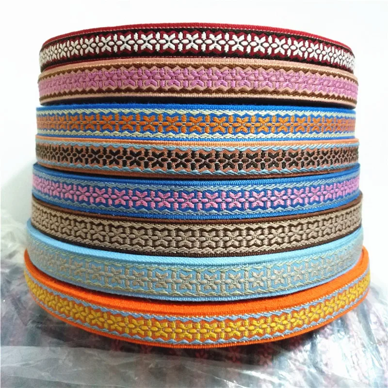 5 Yards 1/2“ 15MM Embroidered Jacquard Shiny Ribbons Trim Decoration For Pet Collars Clothing Lace Sewing