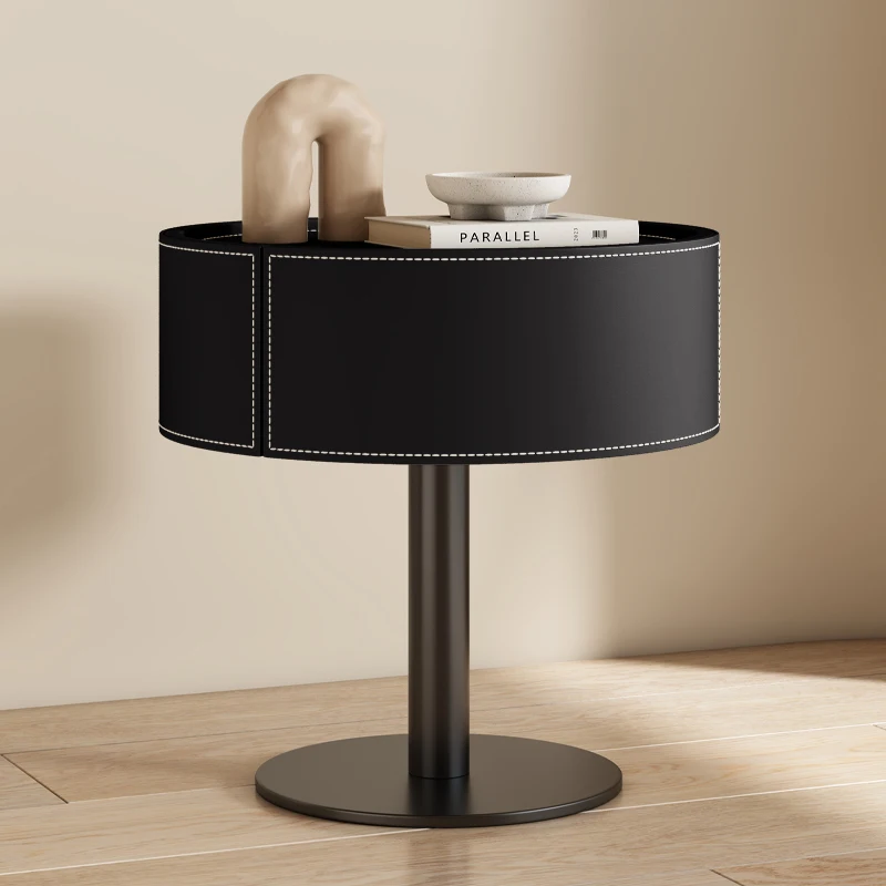 Modern Round Bedside Table Design Storage Italian Style Trendy Bedside Tables Space Saving Mesitas De Noche Bedroom Furniture