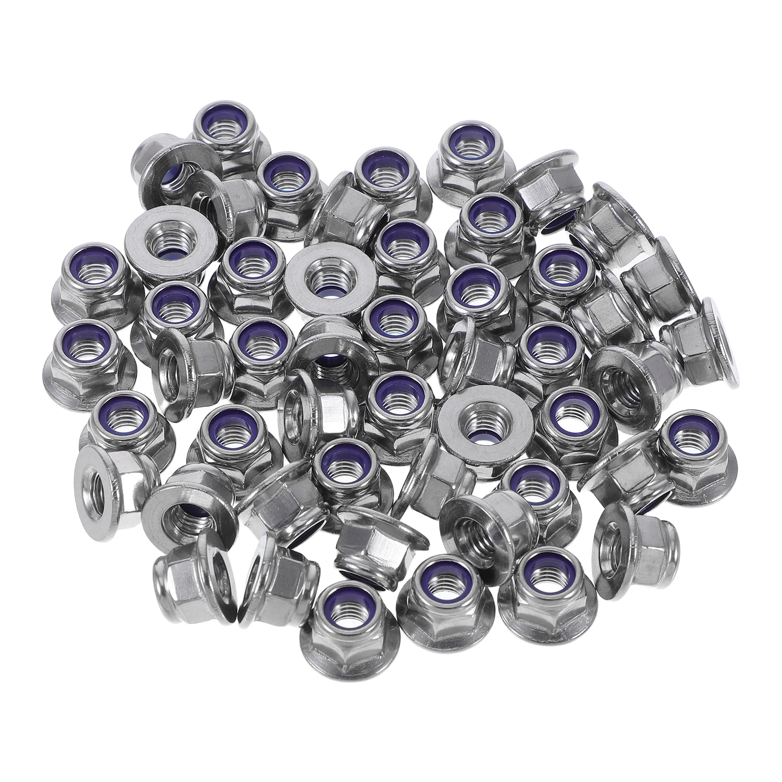 

50 Pcs Stainless Steel Flange Nuts Lock Hardware Anti Loose Nylon Insert Construction Bolts Fasteners