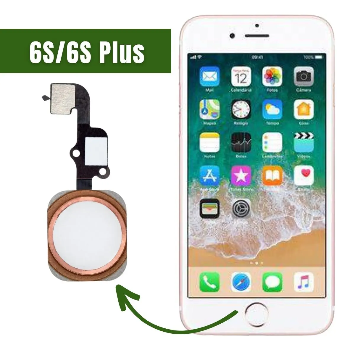 Home button start compatible with iPhone 6S 6S Plus pink