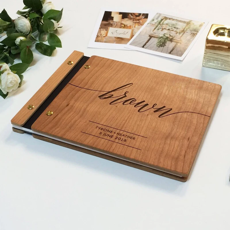 Custom Wood Guest Book Album Photo Booth Wedding Guestbook Custom Wooden Modern Guest Book Sign Weddings Gift