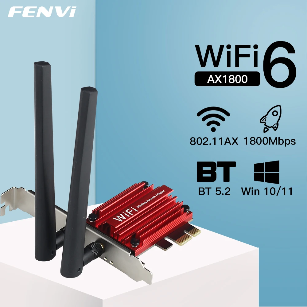 WiFi6 1800Mbps For Bluetooth 5.2 Dual Band 2.4G/5GHz 802.11AX PCI-E Wireless Network Card Adapter E-Sport Gaming PC Windows10/11