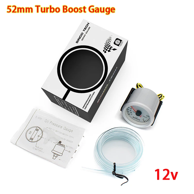 52mm 2 Inch Turbo Boost Gauge Bar PSI Vacuum Pressure Meter Blue LED Backlight 12V Universal Car Auto Racing Modification Gauge