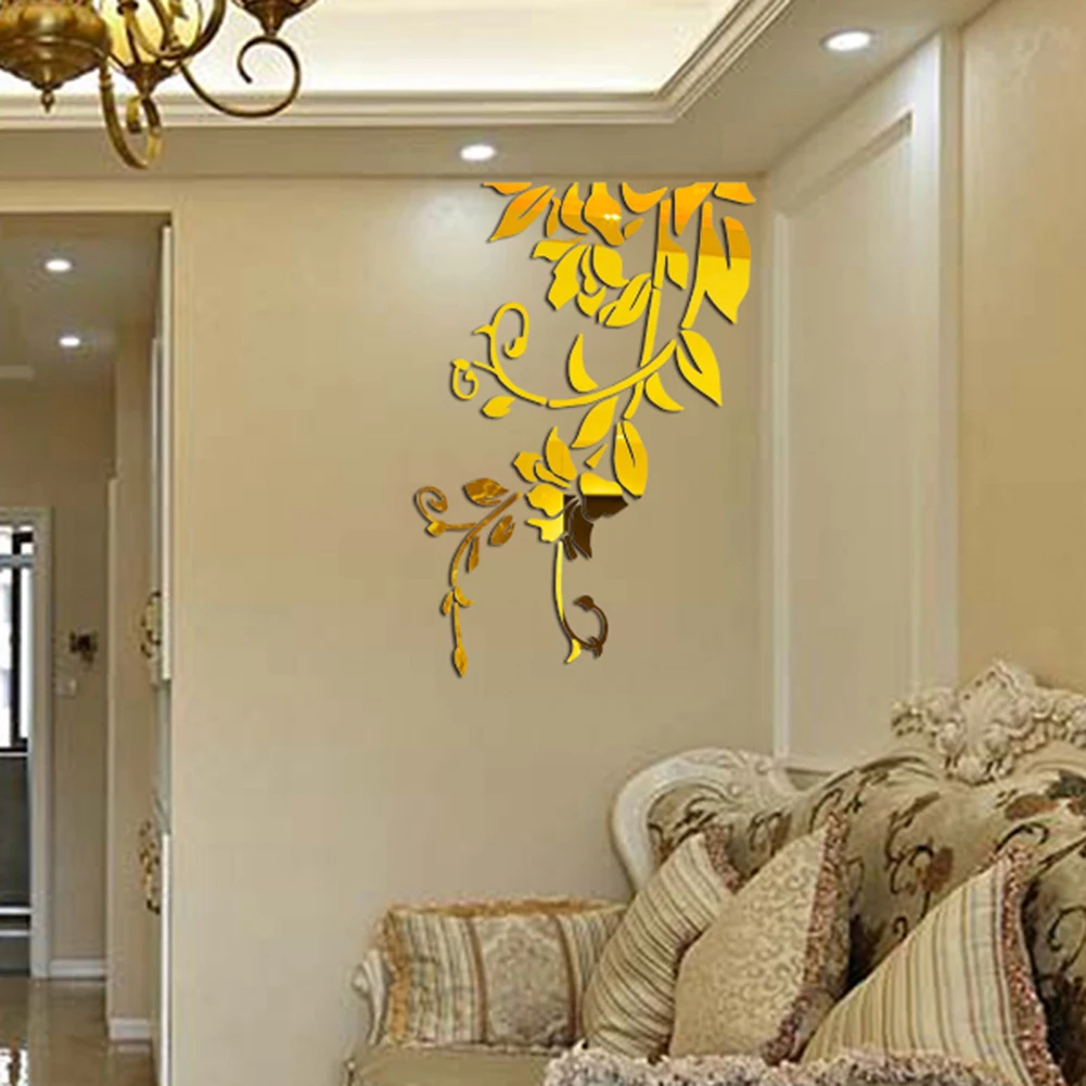 Acrylic-Based Removable Wall Stickers Featuring Dimensional Plant Patterns to Enhance Room Depth and Aesthetics