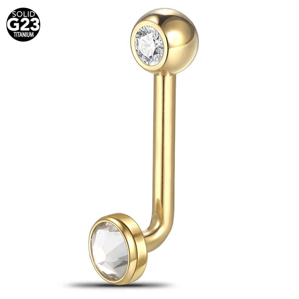 1PC G23 Titanium CZ Crystal Christina Piercings Vertical Hood Gold Color Sexy Intimate Pircing Belly Rings Jewelry for Men Women