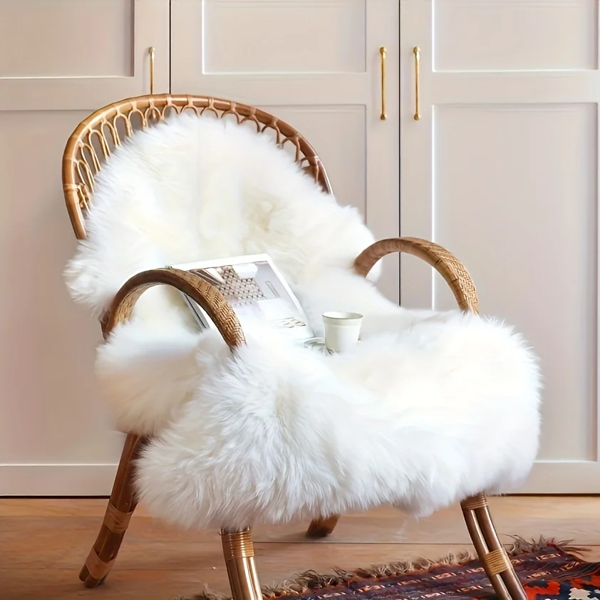 Imitation Wool Plush Chair Cushion, Single Sofa Chair Warm Cushion, Nordic Style Leisure Chair Plush Cushion, Home Comfortable Chair Cushion