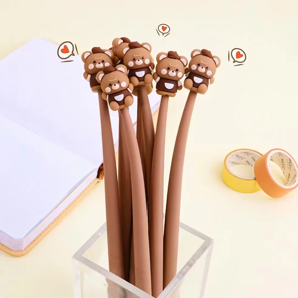 1pcs Coffee Bear Shake Gel Pen 0.5mm Ballpoint Black Color Ink for Writing Office School Supplies A7496