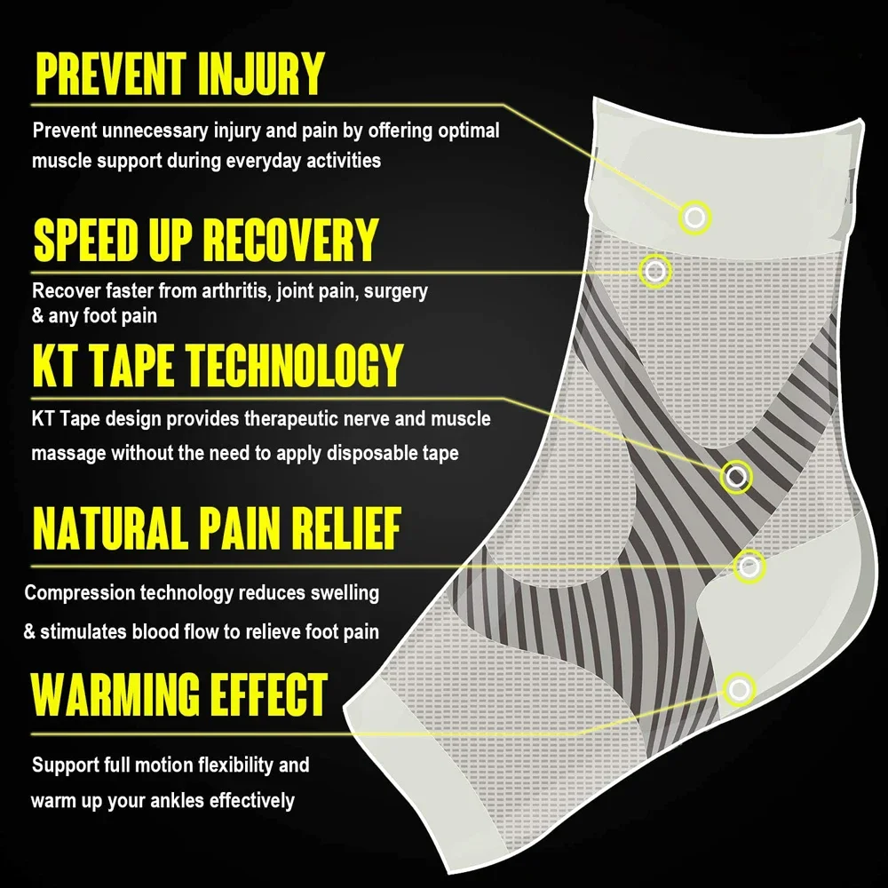 JUUMMP 1Pair Plantar Fasciitis Compression Ankle Brace Socks Sleeves,Foot Arch Support, Heel Pain, Achilles Tendonitis Relief