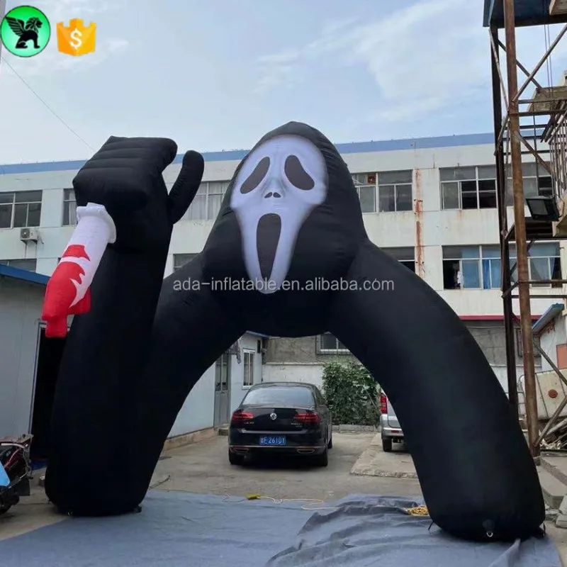 16.4ftX16.4ft Halloween Lighting Inflatable Arch Customized 5X5 Advertising Ghost Inflatable Archway For Holiday Festival A10485