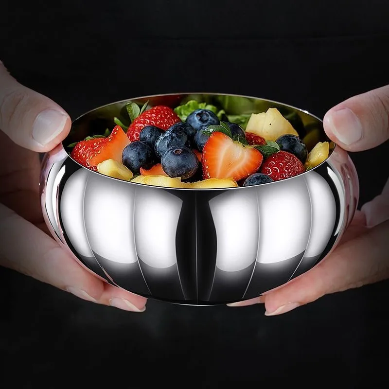 

Stainless Steel Pumpkin Noodle Bowl Luxury Tableware Fruit Plate Dessert Tray Thickened Cooking bowl for Salad Home Decoration