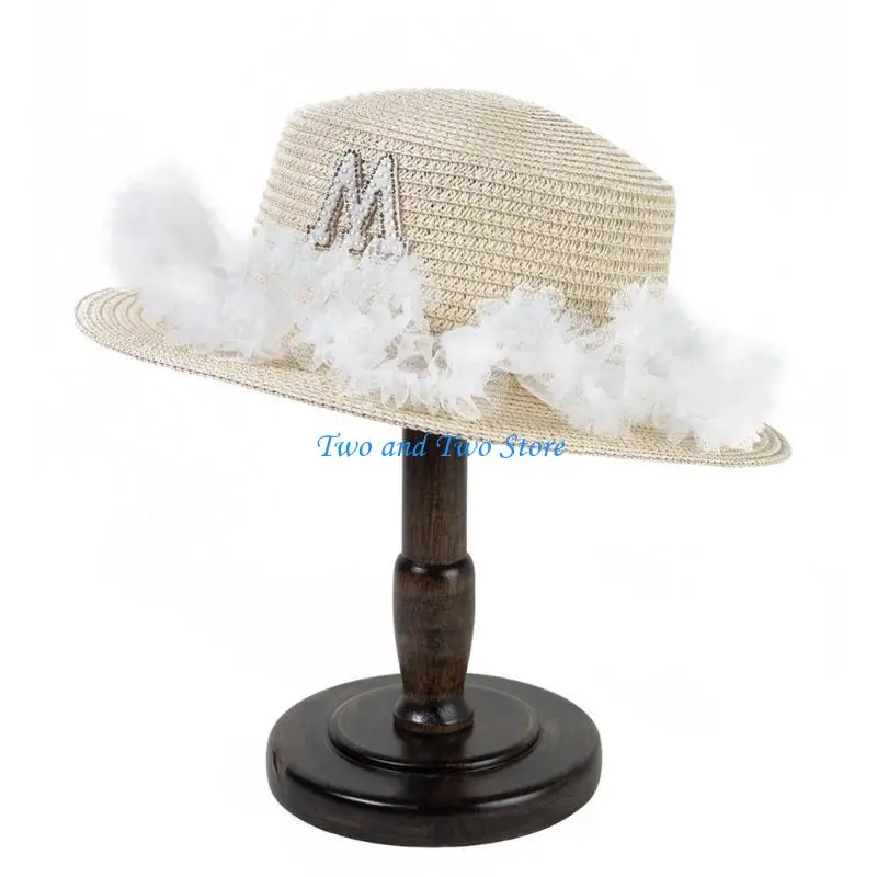 

HX6F Stylish Lace Sun Hat Women Trendy Design with Letter Pattern Cap for Indoor Outdoor Traveling Camping Hiking