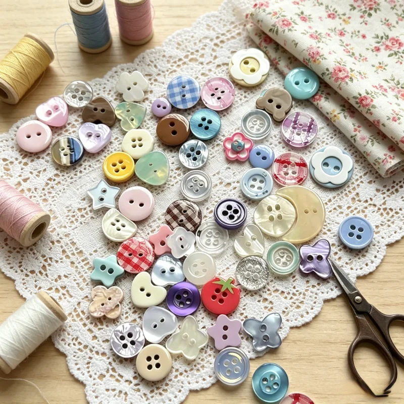 

Random Cute Sewing Buttons 10Pcs DIY Scrapbooking Mixed Color Clothing Accessories, Decorative Button Set for Crafts Card Making
