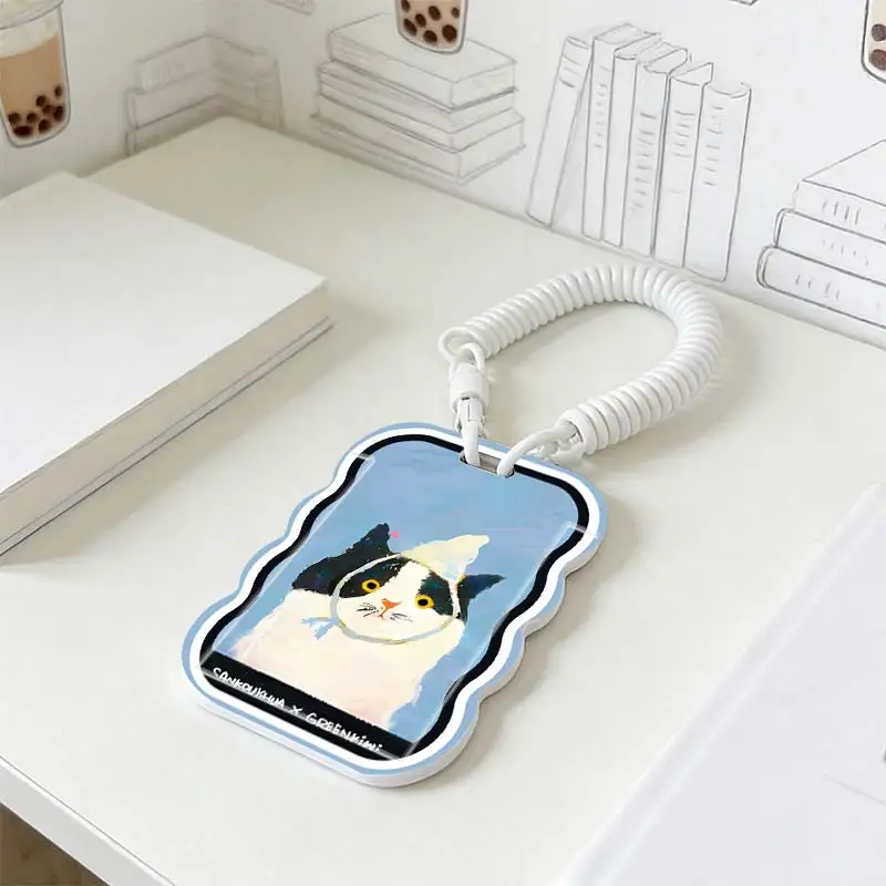 Card Sleeve for Photo Protector Stretchable Spring Cord Student Bus/Meal Card Protection Case Kpop Photocard Holder