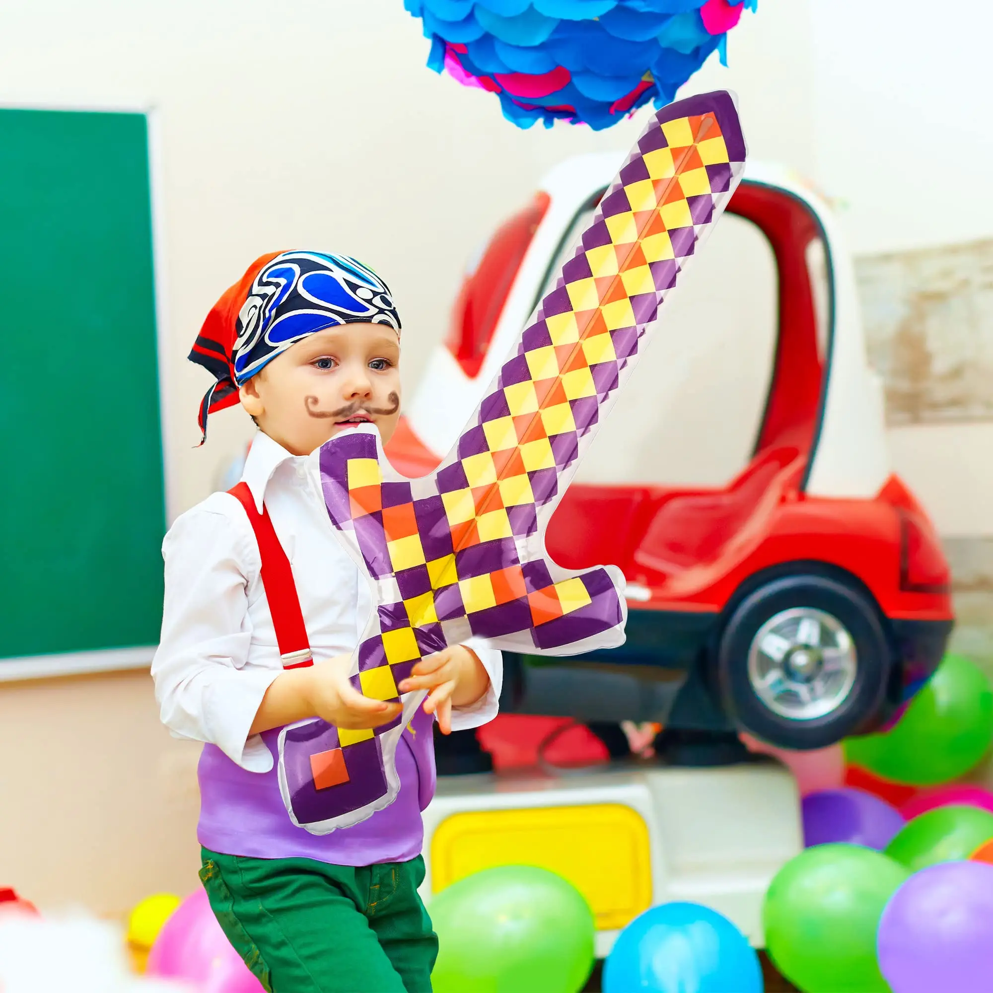 Espadas infláveis de artesanato de pixel, espadas infláveis, armas infláveis, lembranças de festa de pixel para crianças, carnaval de halloween, 4 cores