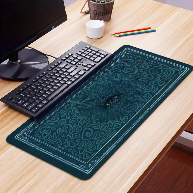 Retro Art Eye Design Blue Large Gaming Mouse Pad 900x400x3MM Natural Rubber Non-Slip Desk Mat Keyboard Pad for E-Sports Office