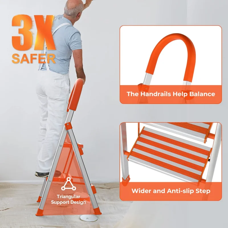 LUISLADDERS 2 Step Ladder Aluminum Lightweight Folding Step Stool Portable Home and Kitchen Sturdy Stepladder 500lbs EN131