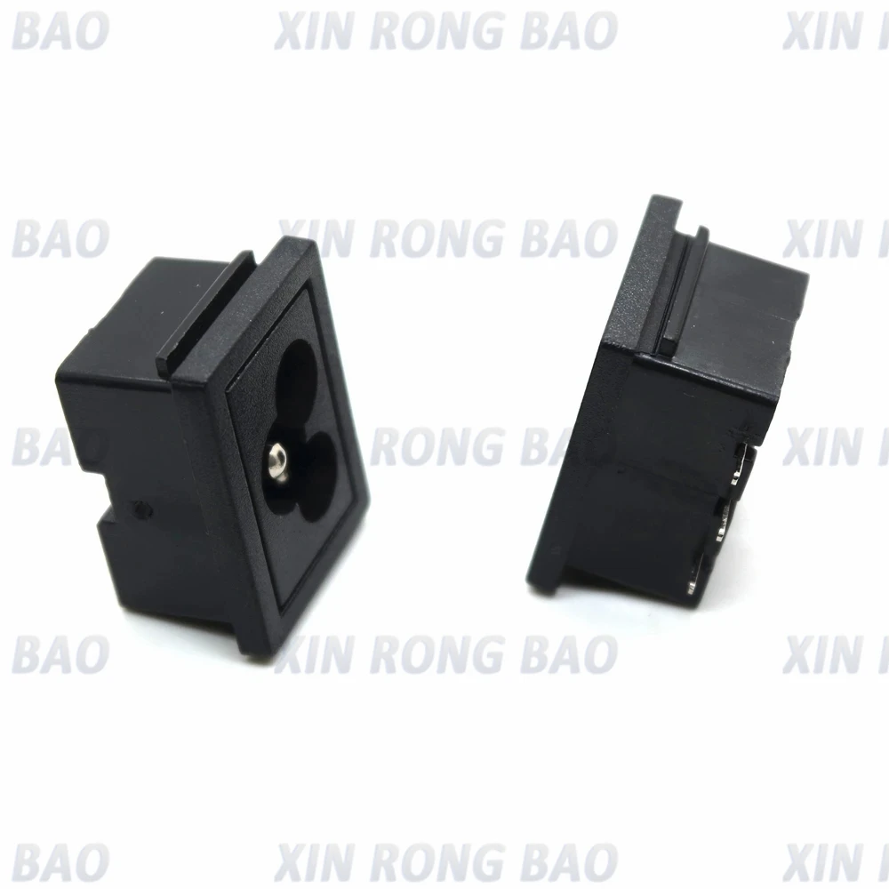 Imagem -03 - Encaixou o Conector do Soquete da Entrada do Poder Pinos Iec320 c6 ce Rohs C.a. 250v 2.5a 31x24 mm 20 Painel Peças Preto