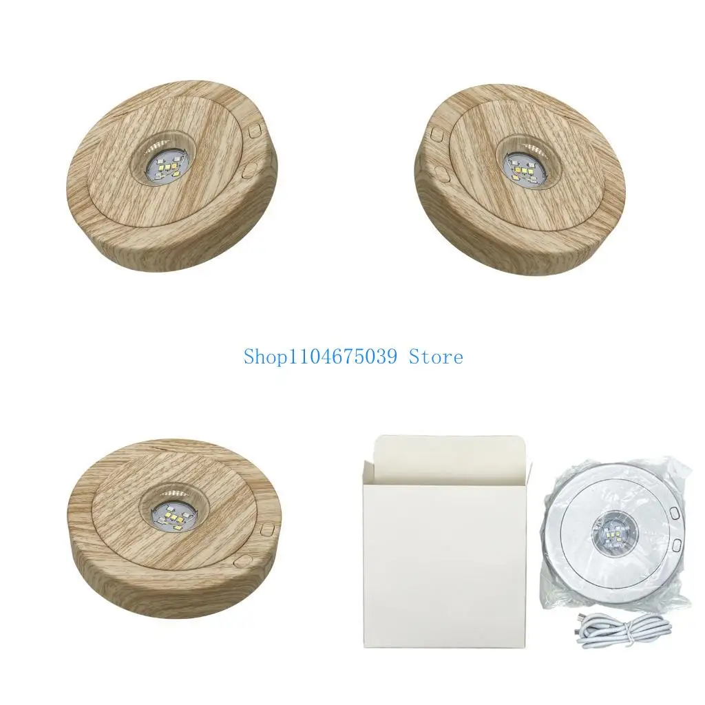 Rotating LED Display Stand with Various Light Modes USB Powered Base Rotating LED Platform for Crystal Glass Art Decors