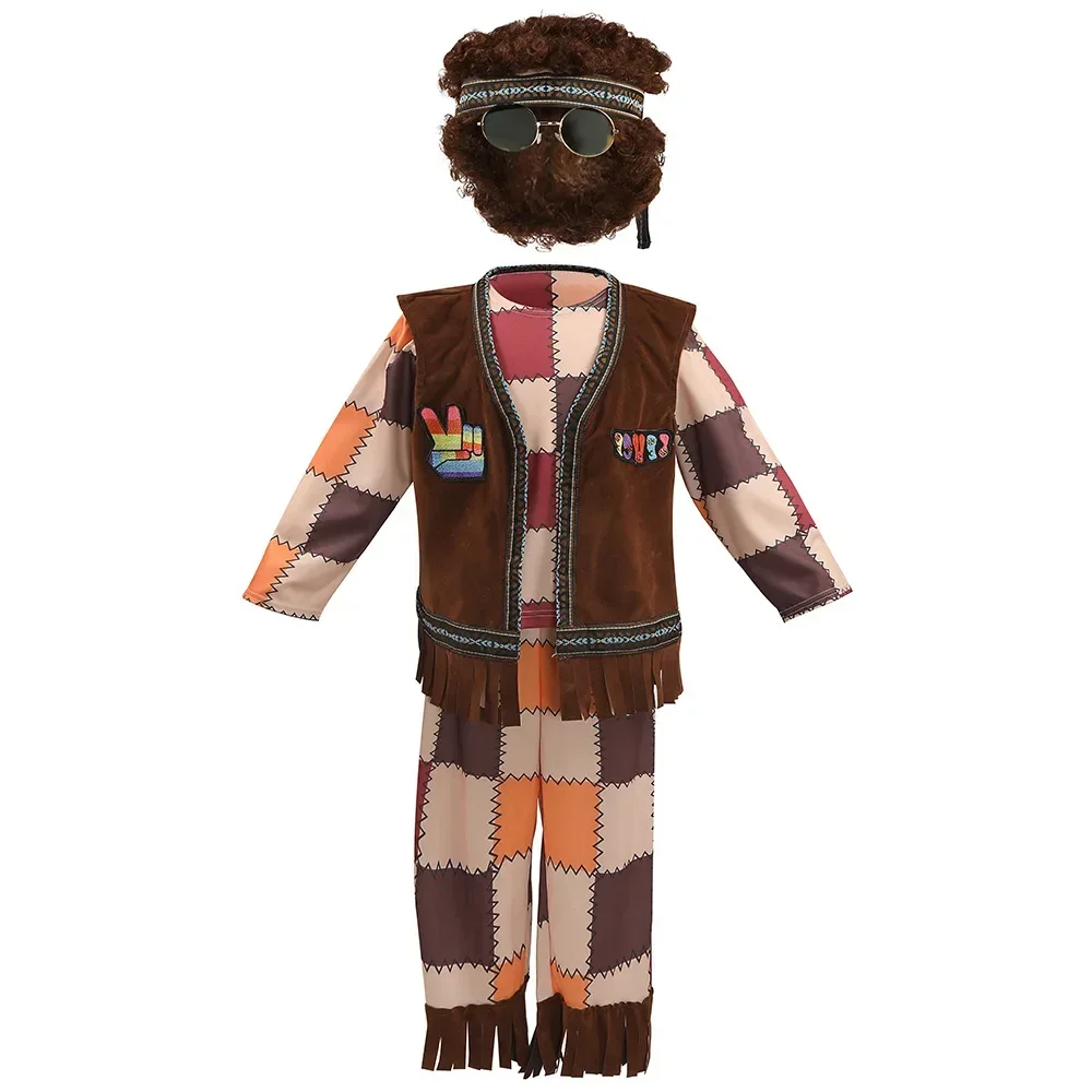 New Kids 70S Hippie Costume Boys Girls Vintage Hip Hop Disco Party Outfits Halloween Stage Performance Wear Cosplay Costume