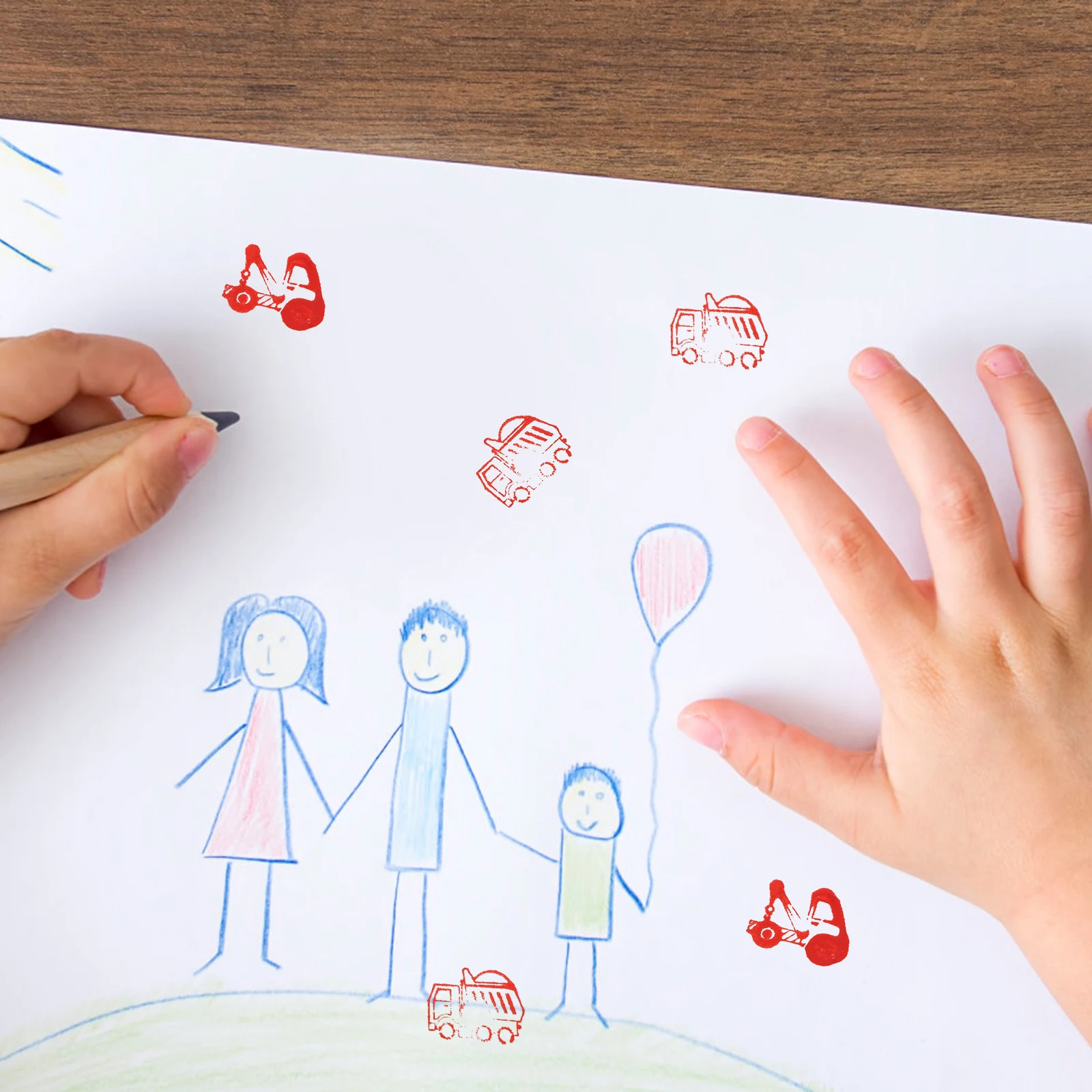 Car Themed Stamp Automatic inking Stamp Popular Children's Magic Seal Sticker Book Toy Circular educational behavior stamp