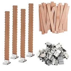 웨이브 나무 심지 친환경 무연 나무 왁스 코어 및 금속 클립, DIY 선물, 아로마 테라피 촛불 만들기 용품, 10 개/세트