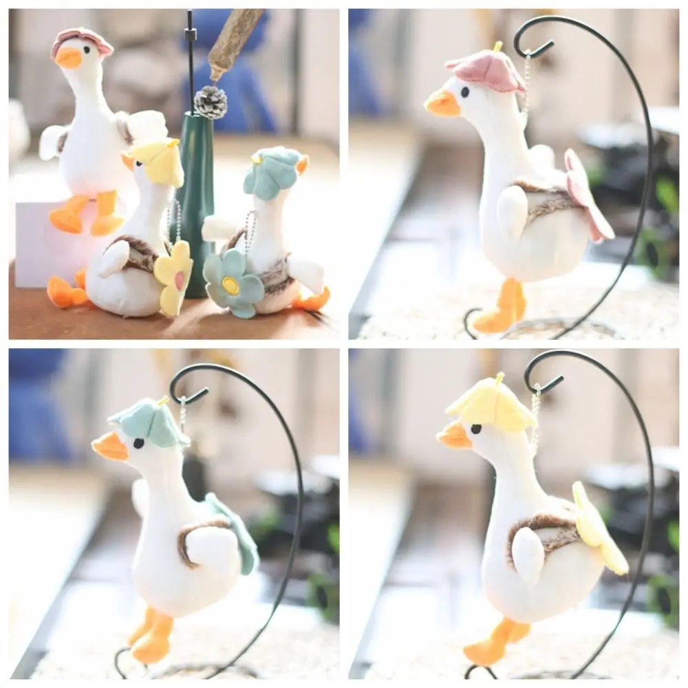 

Flower Big White Goose Key Chain Backpack Charms Korean Style Plush Animal Pendant Cartoon Plush Cartoon Plush Doll Toy