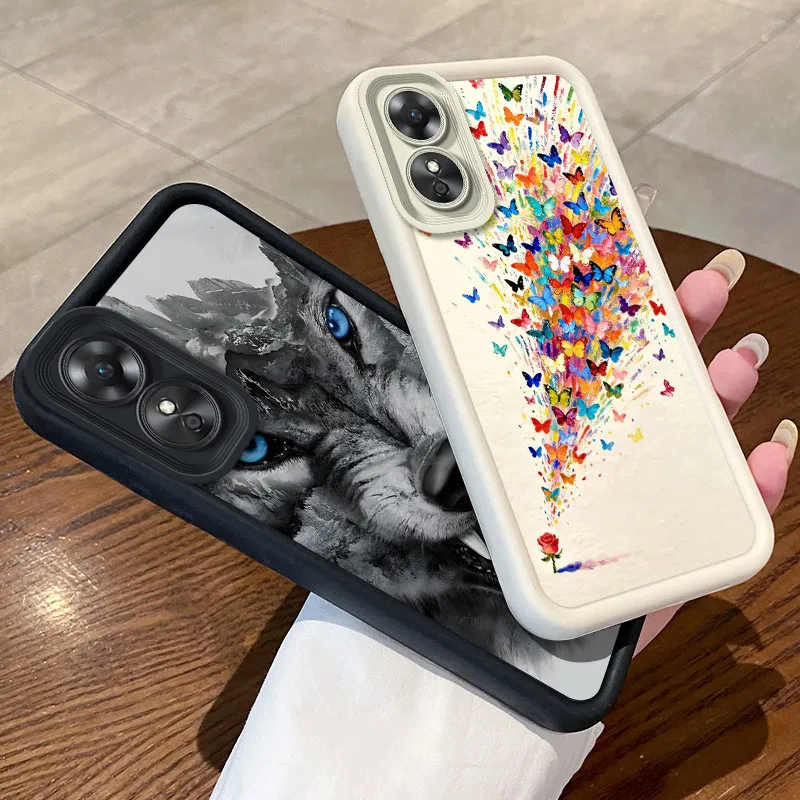 Casing For Oppo A17 A17K Case Beautiful Atmospheric Boys Girls Pattern Matte Soft Silicone Full Coverage Anti Drop Bumper Cover