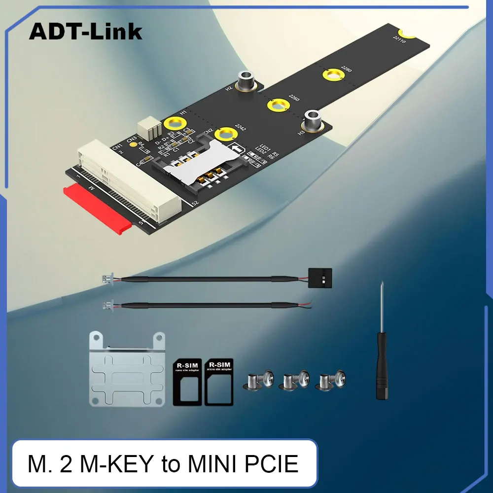 

ADT-Link M.2 M-KEY to Mini PCI-E With SIM Card Adapter Mini PCI-E to M.2 Compatible With Multiple Systems with SIM Card Holder