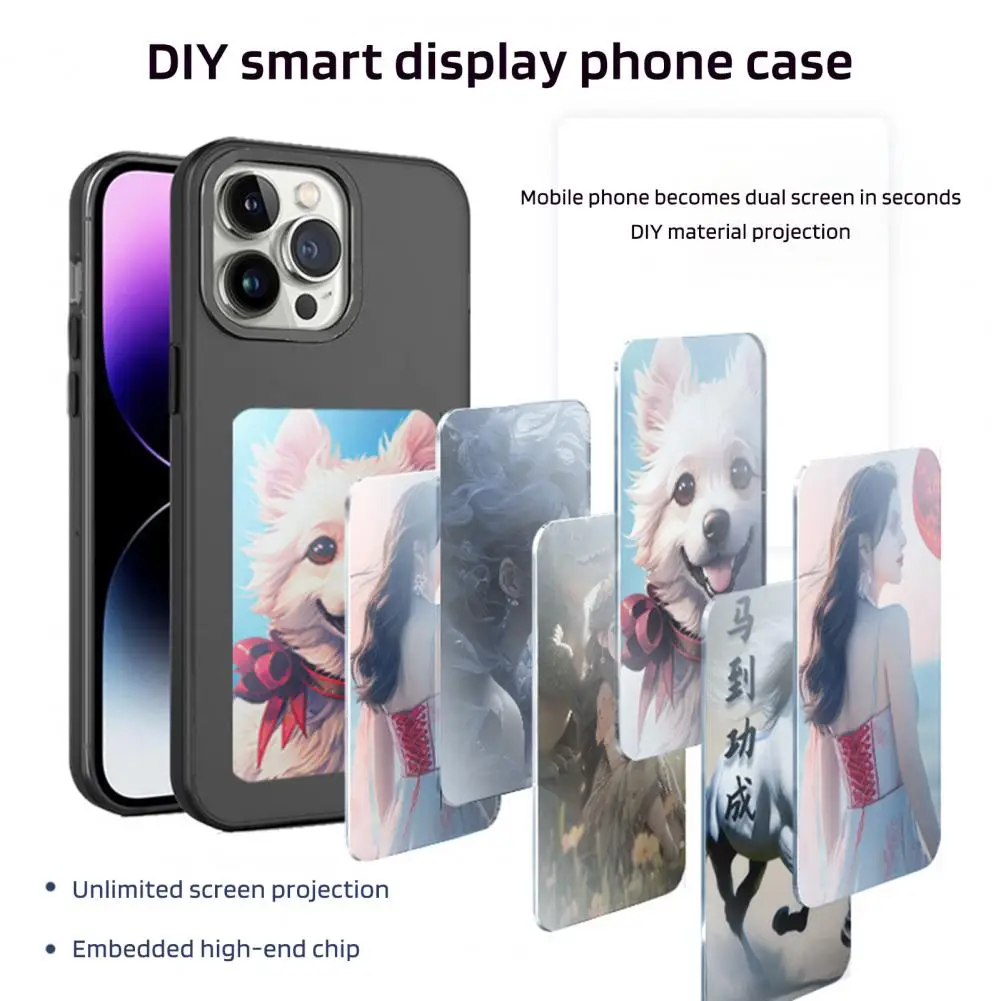 LCD Screen Phone Case DIY Display Screen for iPhone14/15/Pro/Pro Max Changeable Pattern NFC Technology Phone Case