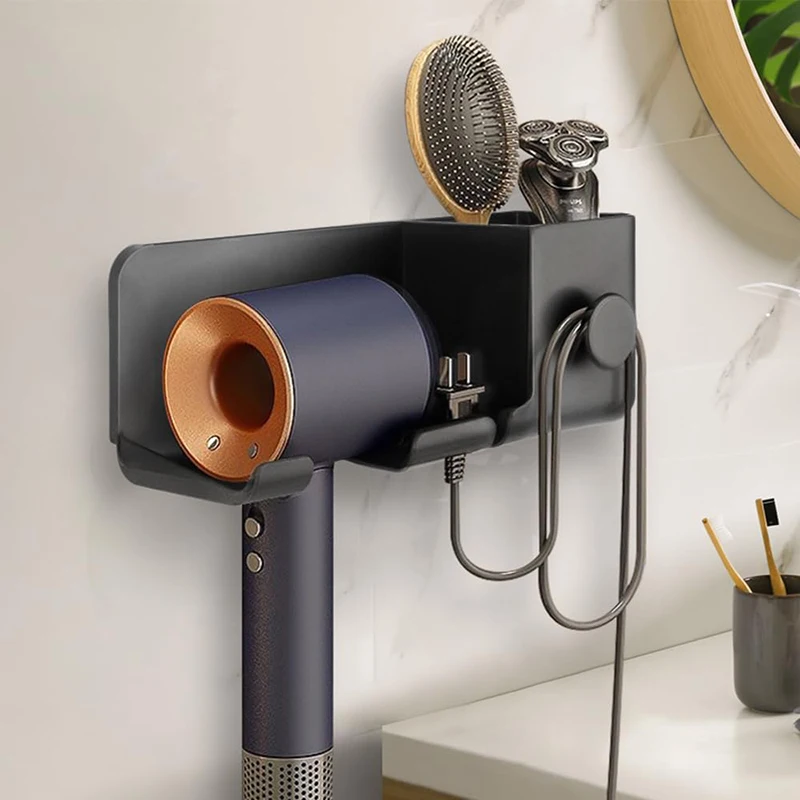 Hair Dryer Holder ABS Material Household Bathroom Wall-Mounted Storage Rack Brush Organizer Hair Dryer Storage Rack