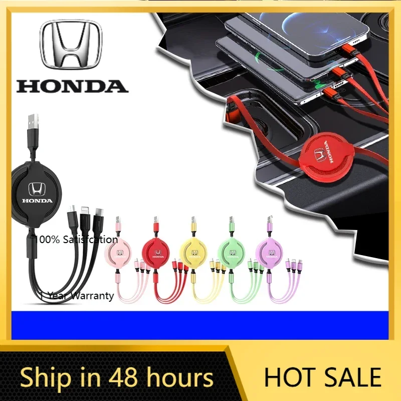 

Car Accessories For Honda Car Mounted Telescopic Three In One Mobile Phone Charger Car Accessories For Honda Mugen Power Honda C