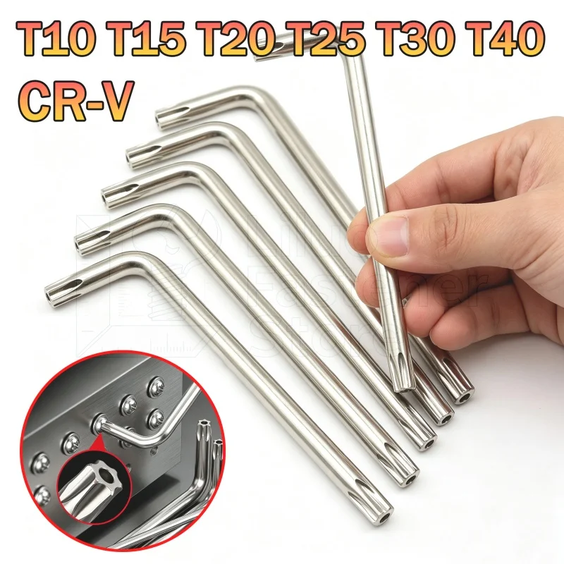 1~50pcs T10 T15 T20 T25 T30 T40 Six Lobe Torx Head Tamper Proof Security Bolt Hole Screwdriver Screw Driver Key CR-V Wrench