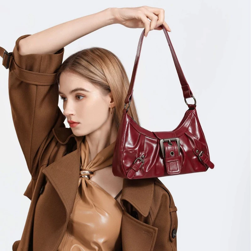 Y2K Retro Plissierte Hobo-Schultertasche für Damen, Trendige Maillard-Style Unterarmtasche, Clutch-Handtaschen für Reisen, Arbeit und Shopping – Detail 16