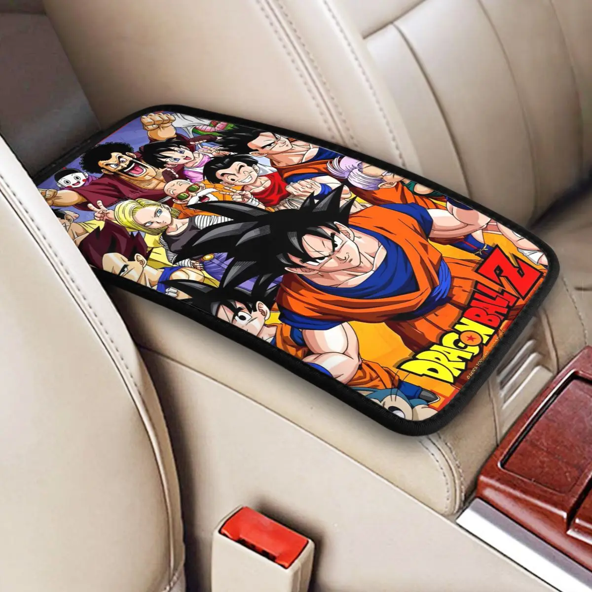 Car Armrest Cover Mat Leather Dragon Ball Z Center Console Protective Cushion Pad Anime Son Goku Car Interior Cushion