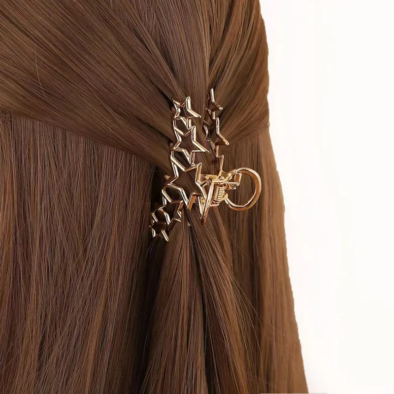 

Korean New Hollow Alloy Five-pointed Star Hair Claw Fashion Hair Clip Simple Shark Clip Hair Accessories for Women Headdress