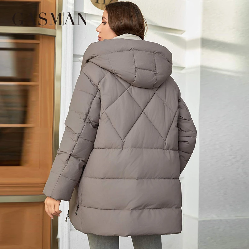 GASMAN 2023 Winter Parkas Women's Medium Length Slim Casual Hooded Warm Down Jackets Female Coats Women 83918