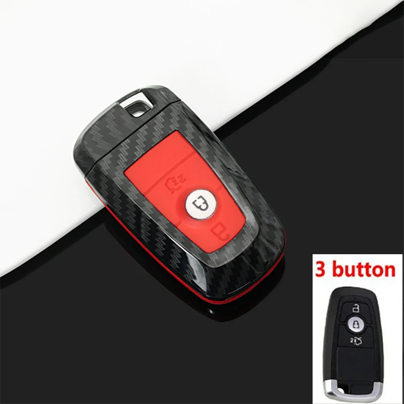 Carbon fiber ABS Car Key Case Cover For Ford Fusion Mondeo Mustang Edge Expedition EXplorer F-150 F-250 F-350 2018 2019