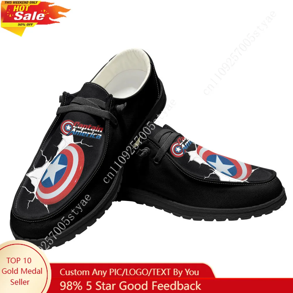 

Marvel Captain America Casual Shoes Mens Womans Flat Shoe Breathable Outdoor Lightweight Footwear Couple Custom Made Shoes