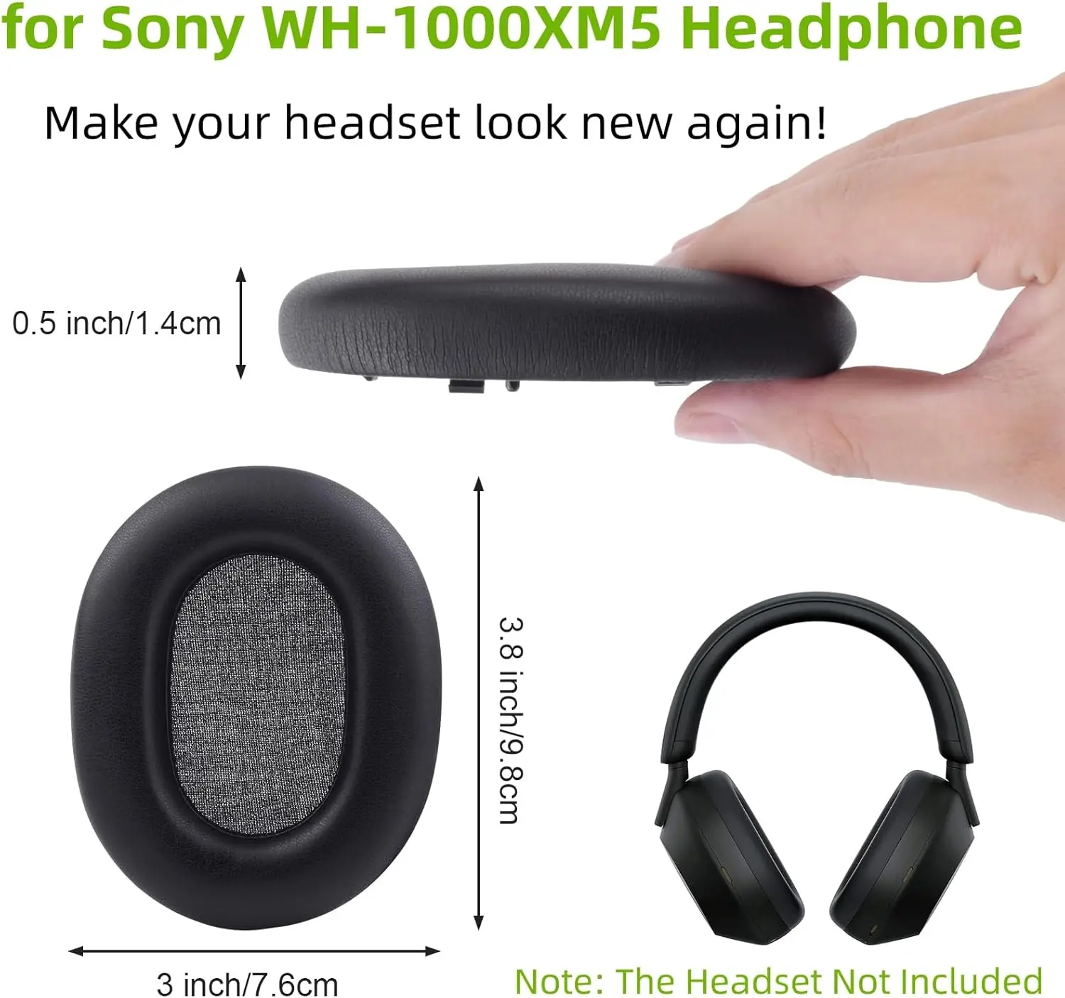 WH-1000XM5 Ear Pad เบาะเปลี่ยนการแยกเสียงรบกวนหูครอบคลุมใช้งานร่วมกับ Sony WH1000XM5 ไร้สายตัดเสียงรบกวน