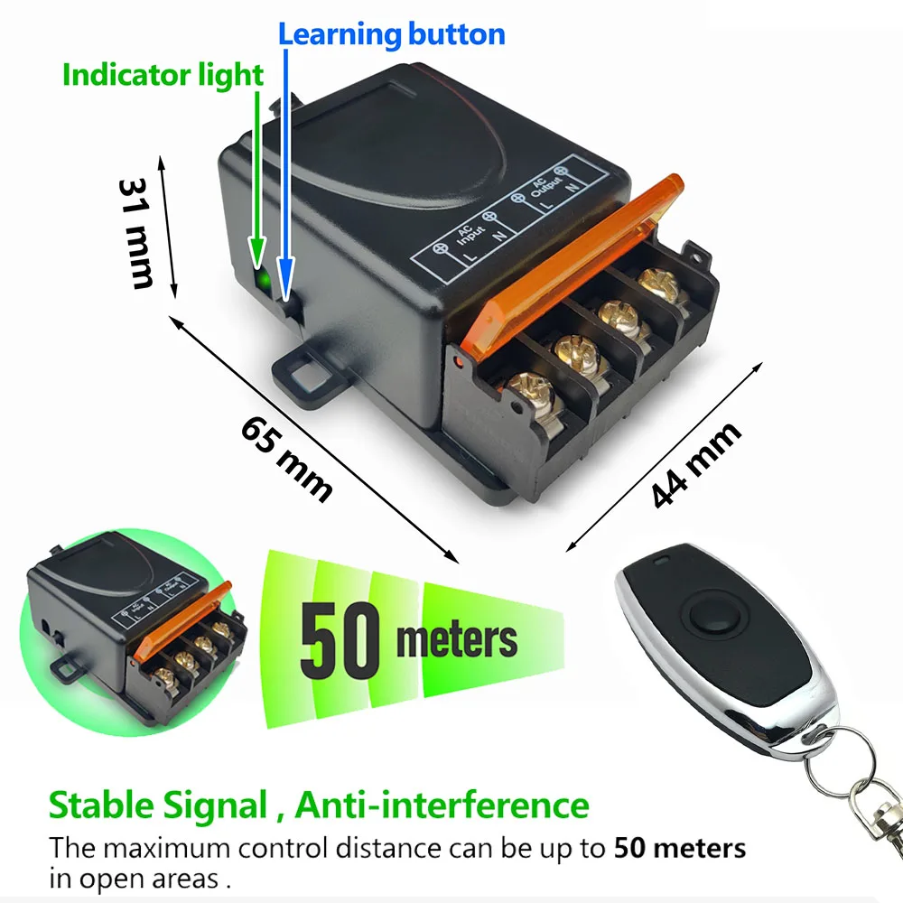 Universal Remote Control Switch 433Mhz High Power Relay Receiver AC 110V 220V 30A Controller RF Transmitter for Fan Pump Lamp